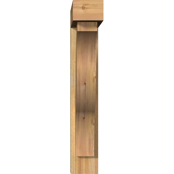 Funston Block Rough Sawn Bracket W/ Offset Brace, Western Red Cedar, 6W X 24D X 36H